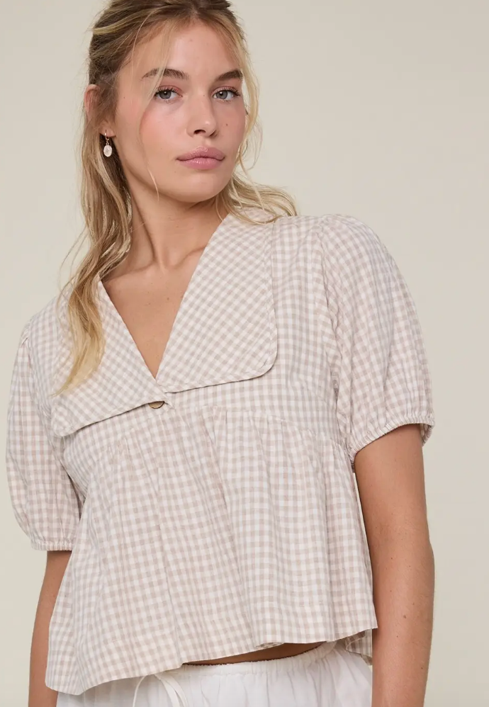 Plaid Collared Blouse