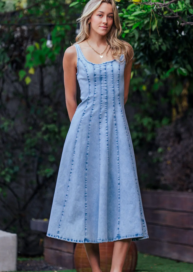 Denim Paneled Dress