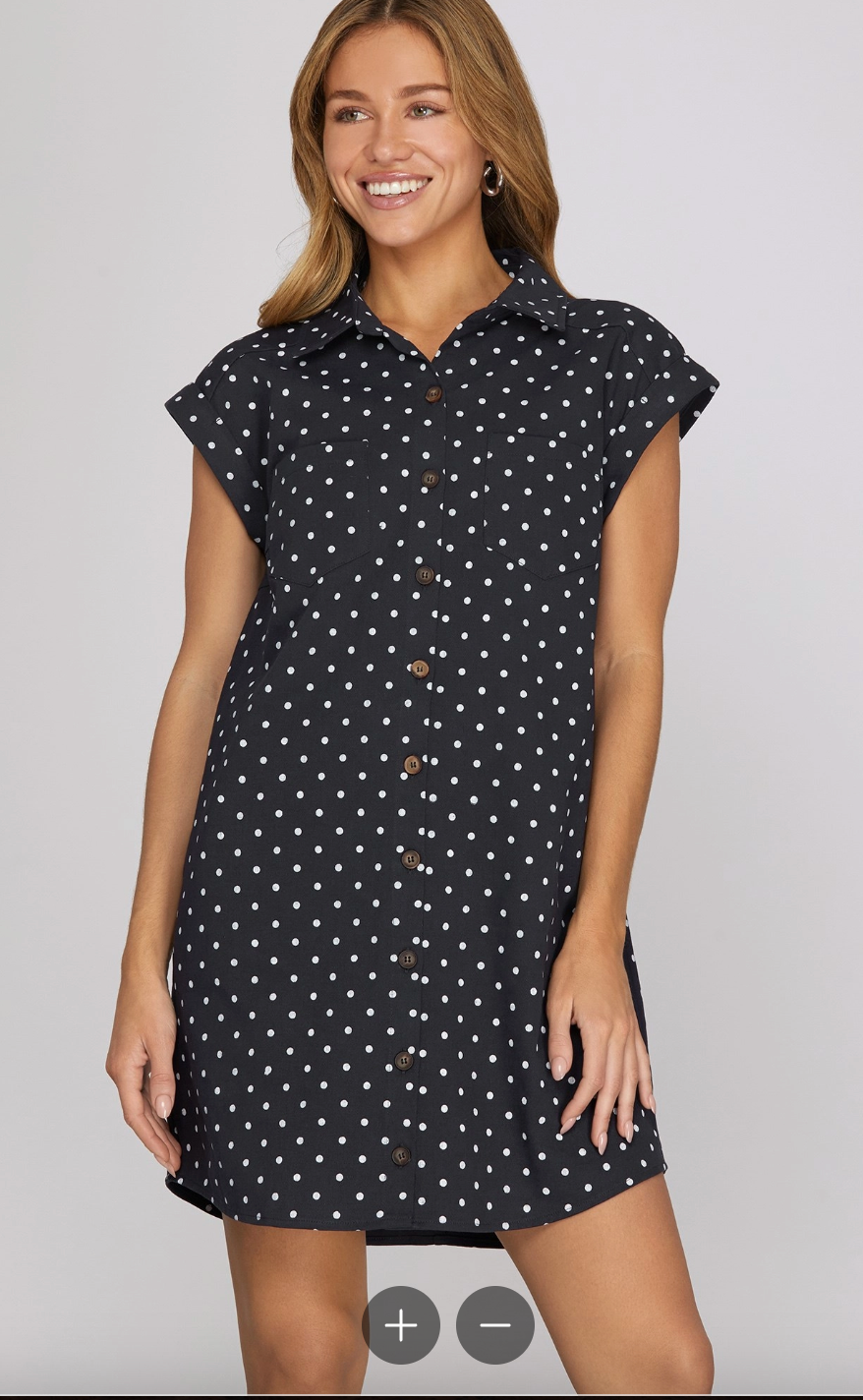 Navy Polka Dot Shirt Dress