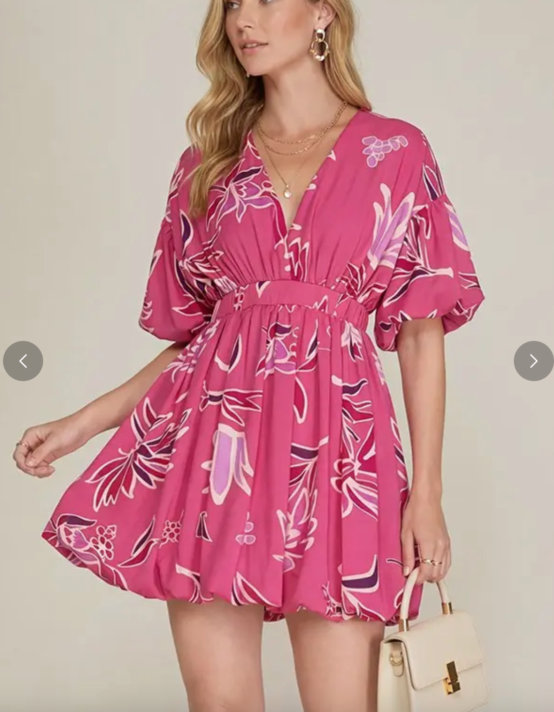 Nicole Print Bubble Hem Dress