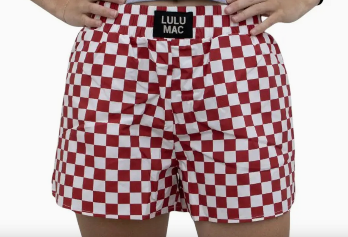 LULU Mac- Crimson and White Chk Shorts