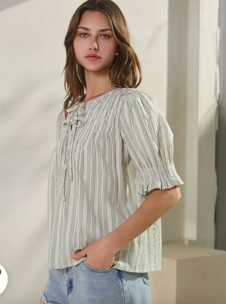 Kathleen Embroidery Stripe Top