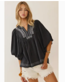 Embroidered V Neck Blouse