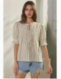 Kathleen Embroidery Stripe Top