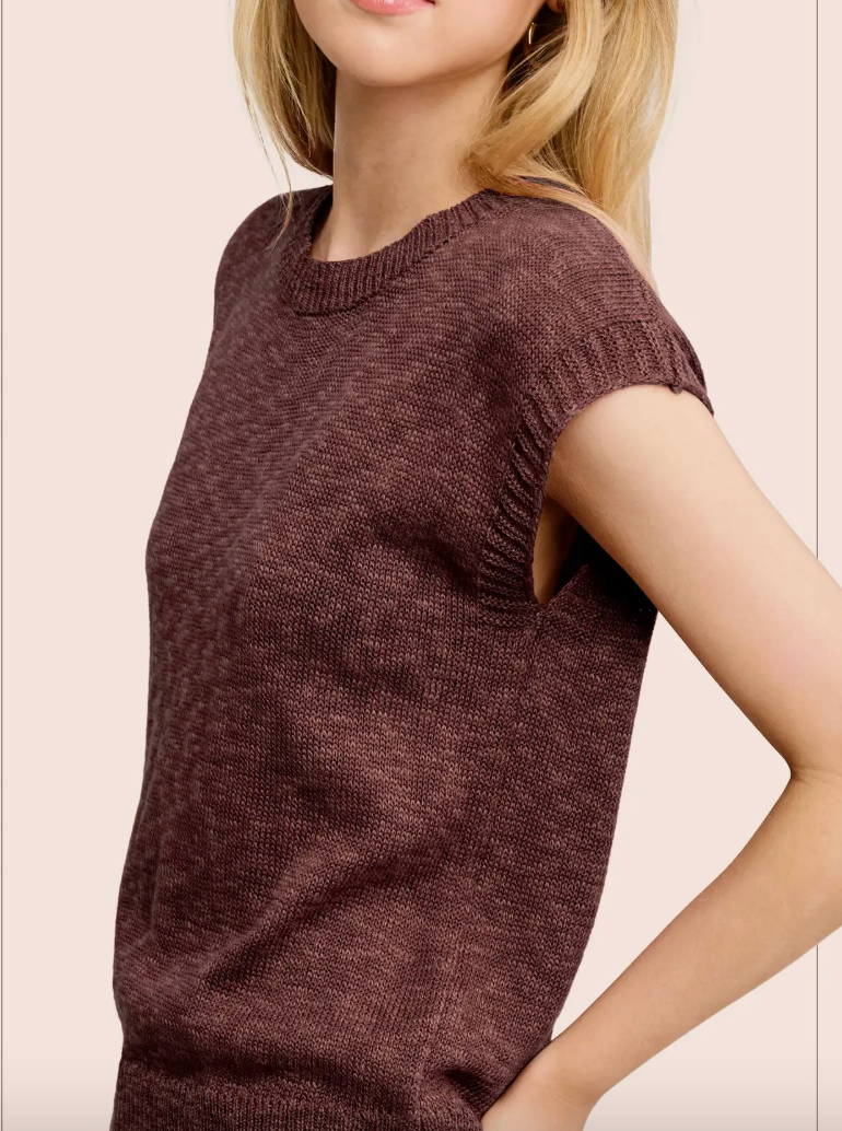 Ribbed Mock Neck Top -cocoa