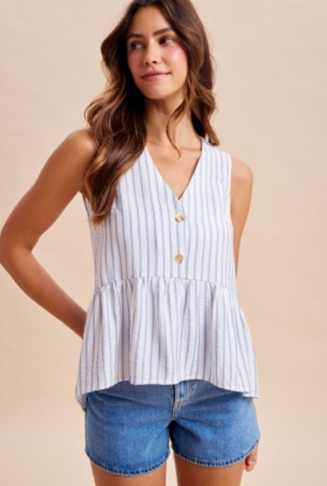 Striped Tank with Ruffle Hem
