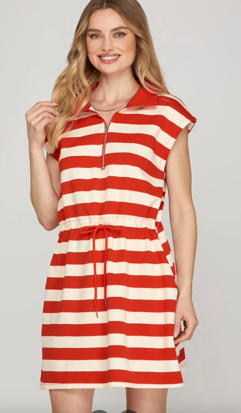 Regina Red Stripe Dress