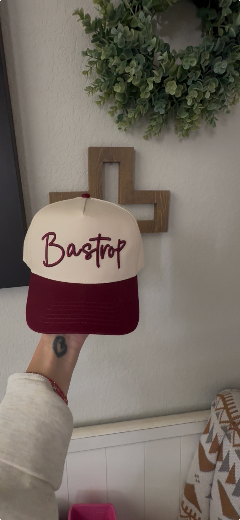 Embroidered Hat - Bastrop Cursive Puff – KC Outfitter