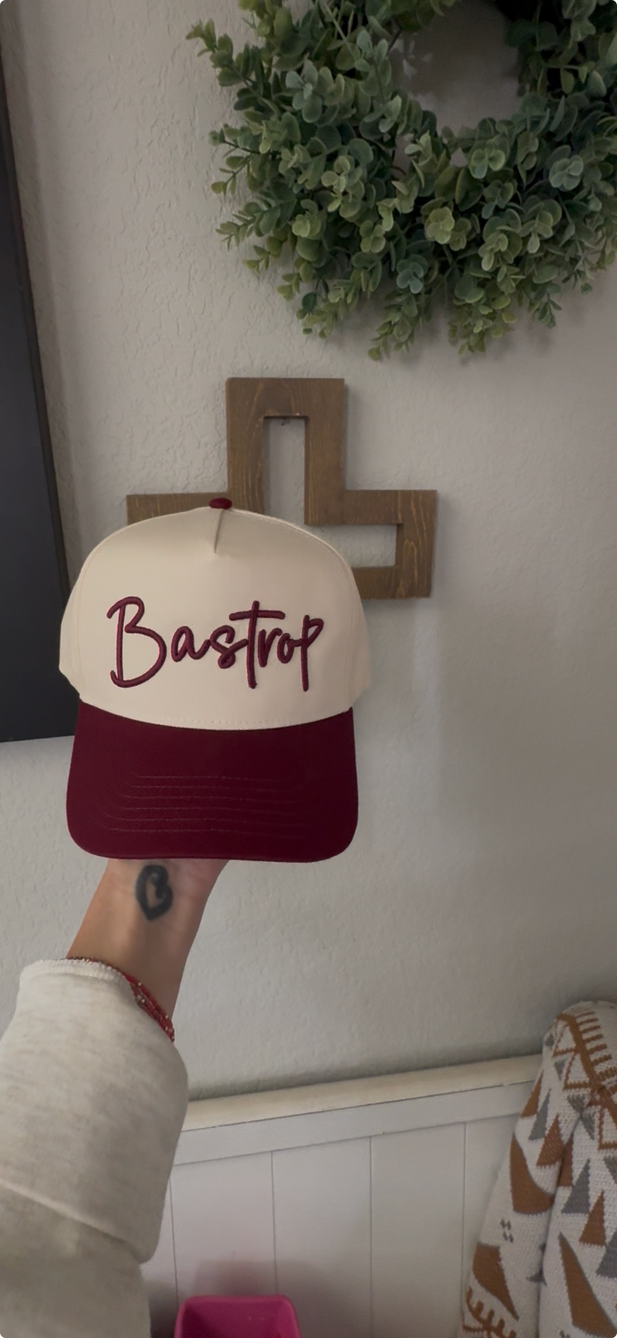 Embroidered Hat - Bastrop Cursive Puff - KC Outfitter