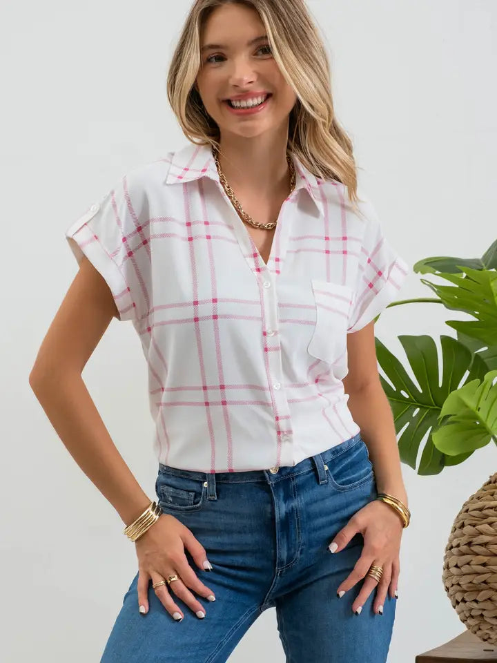 Ellie Pink Plaid Shirt - KC Outfitter