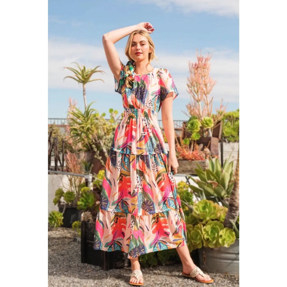 Abstract Print Midi Dress - KC Outfitter