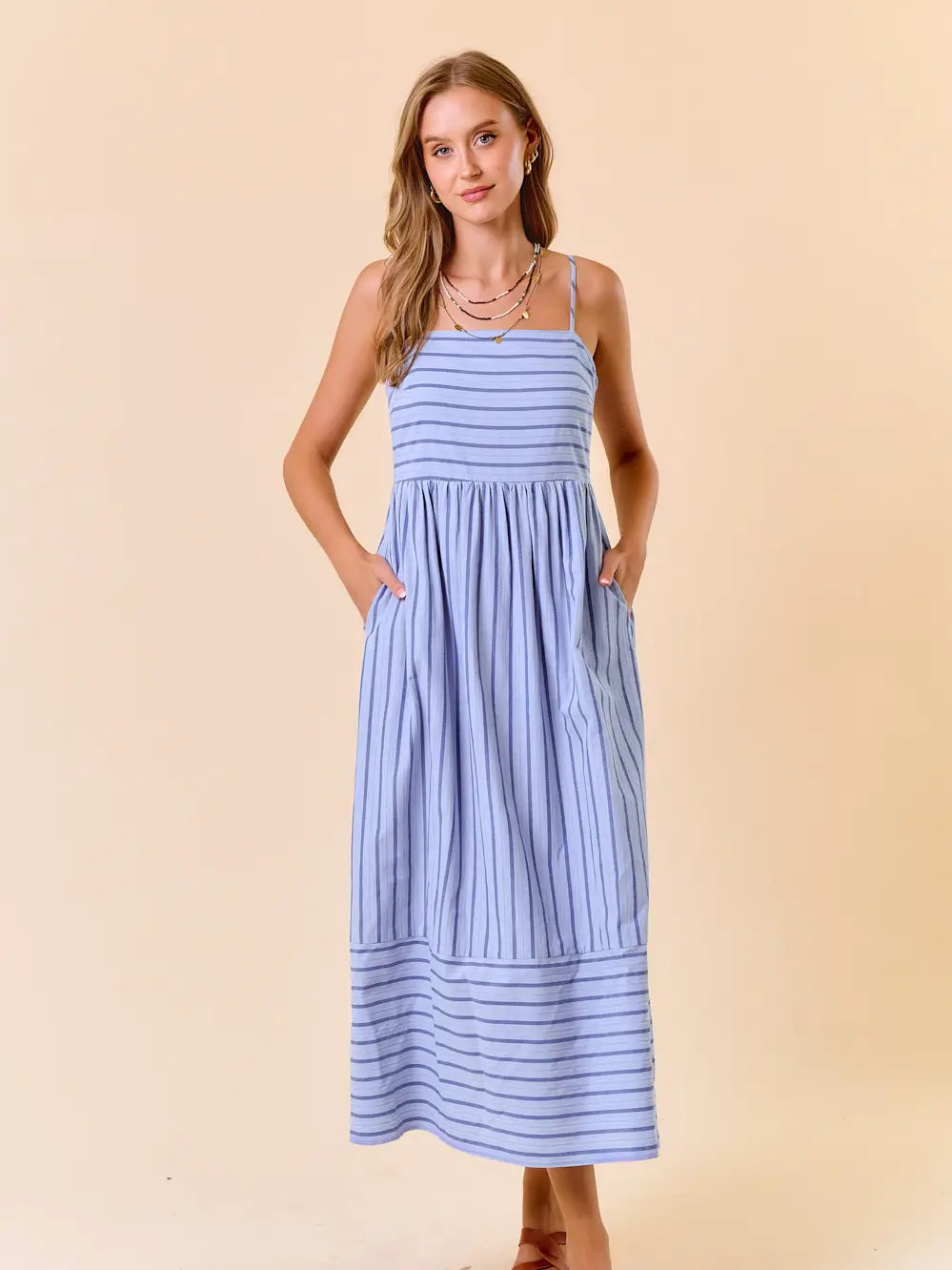 Blue Striped Maxi Dress