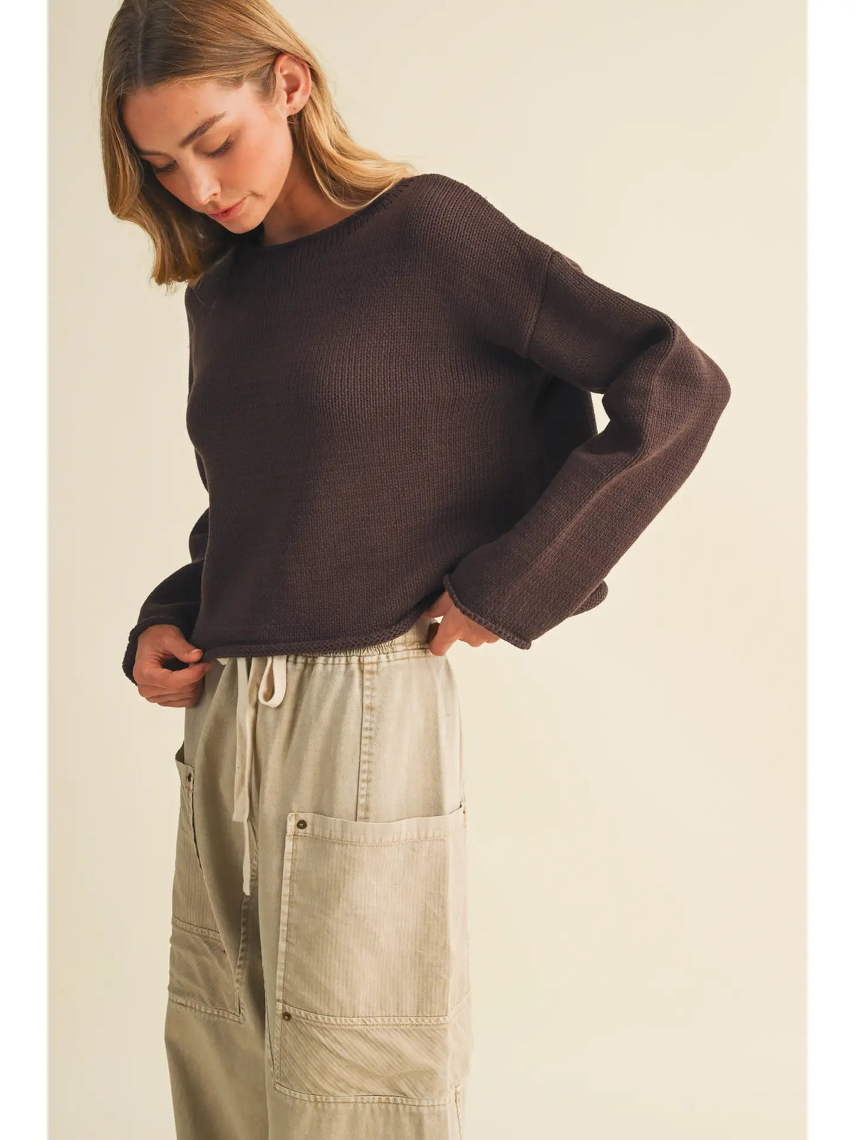 Blythe Chocolate Crop Sweater