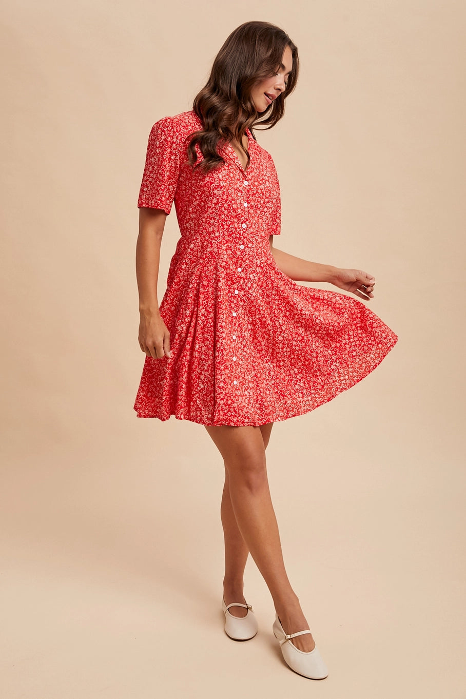 red ditsy floral dress Ditsy Floral Tiered Midi Dress