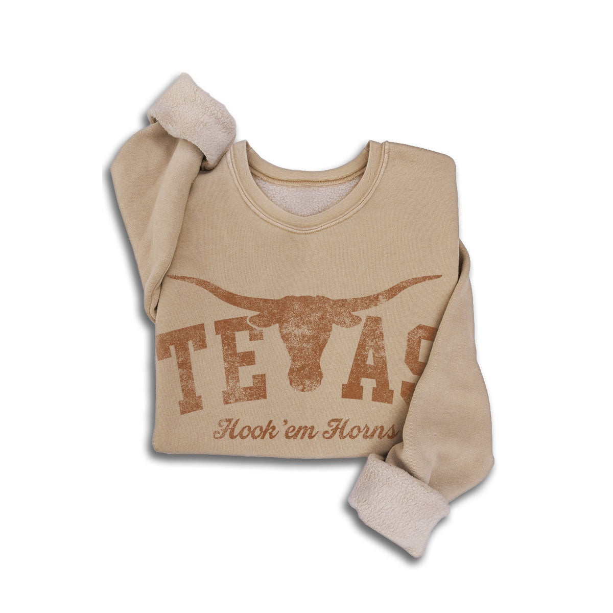 Texas Hook 'Em Graphic Sweatshirt Beige