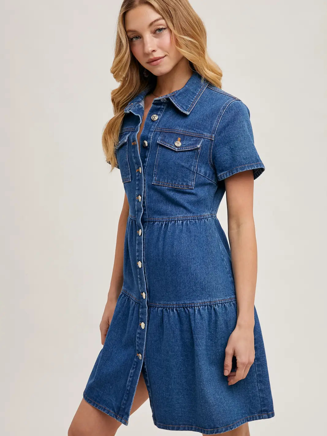 Lainey Tiered Denim Dress - KC Outfitter