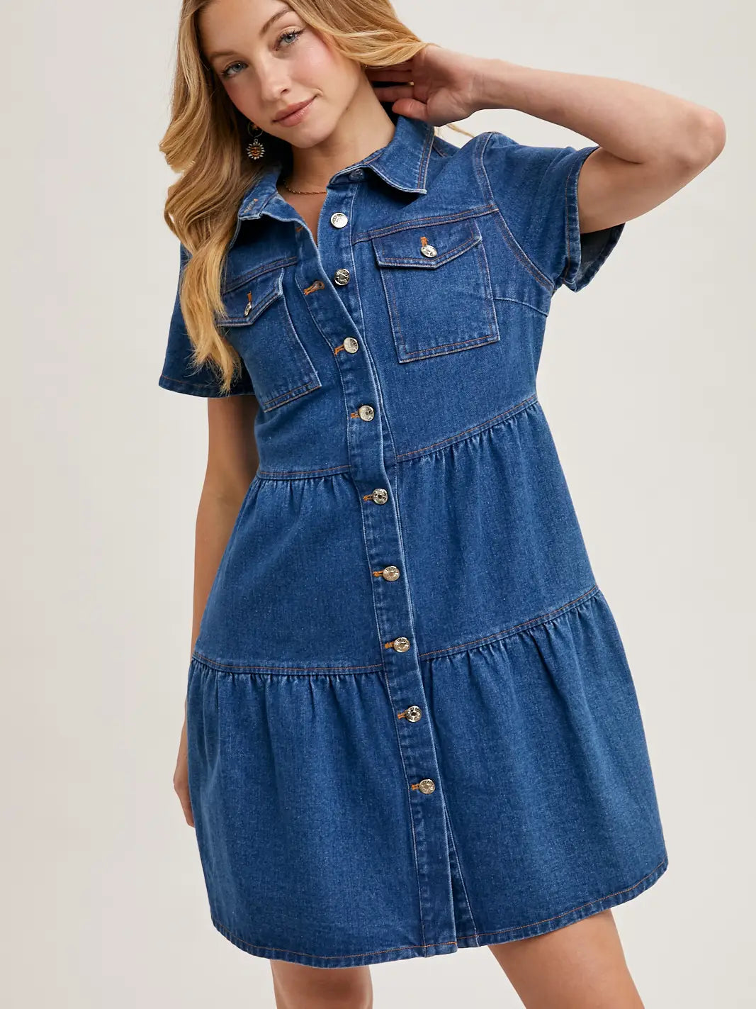 Lainey Tiered Denim Dress - KC Outfitter
