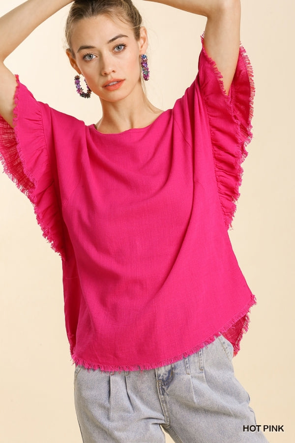 Leni Frayed Top - Pink