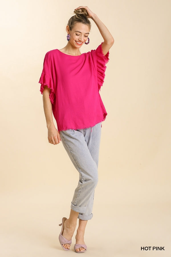 Leni Frayed Top - Pink