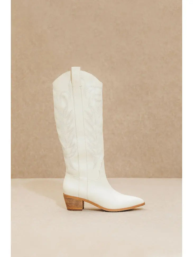 White Inlay Tall Boots - KC Outfitter