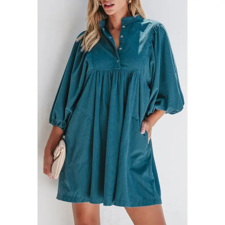 Corduroy Buttoned Dress