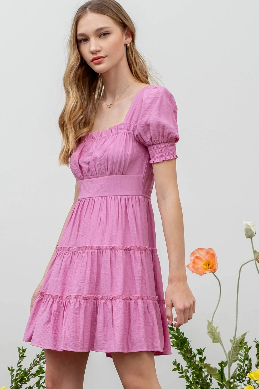 Lacy Pink Mini Dress