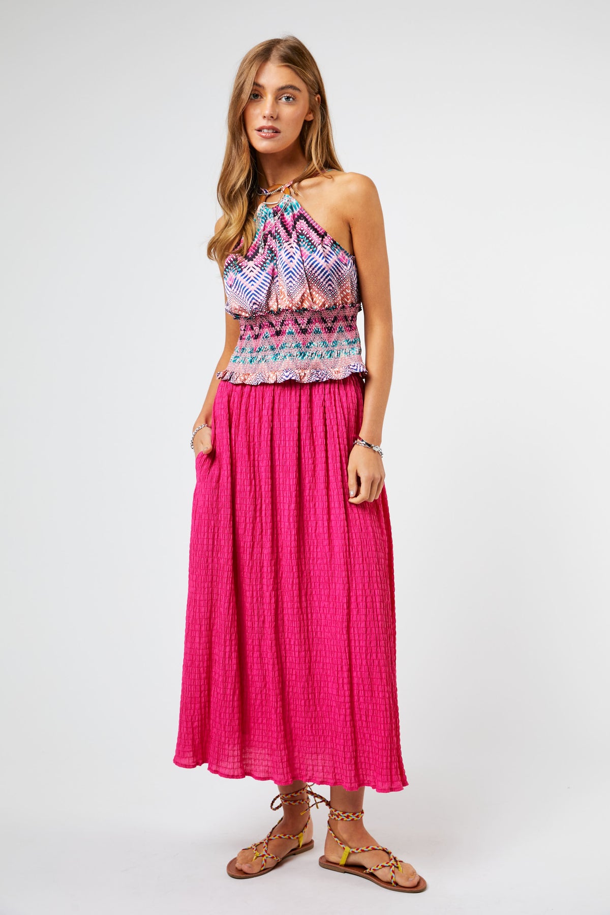 Textured Hot Pink Skirt - KC Outfitter