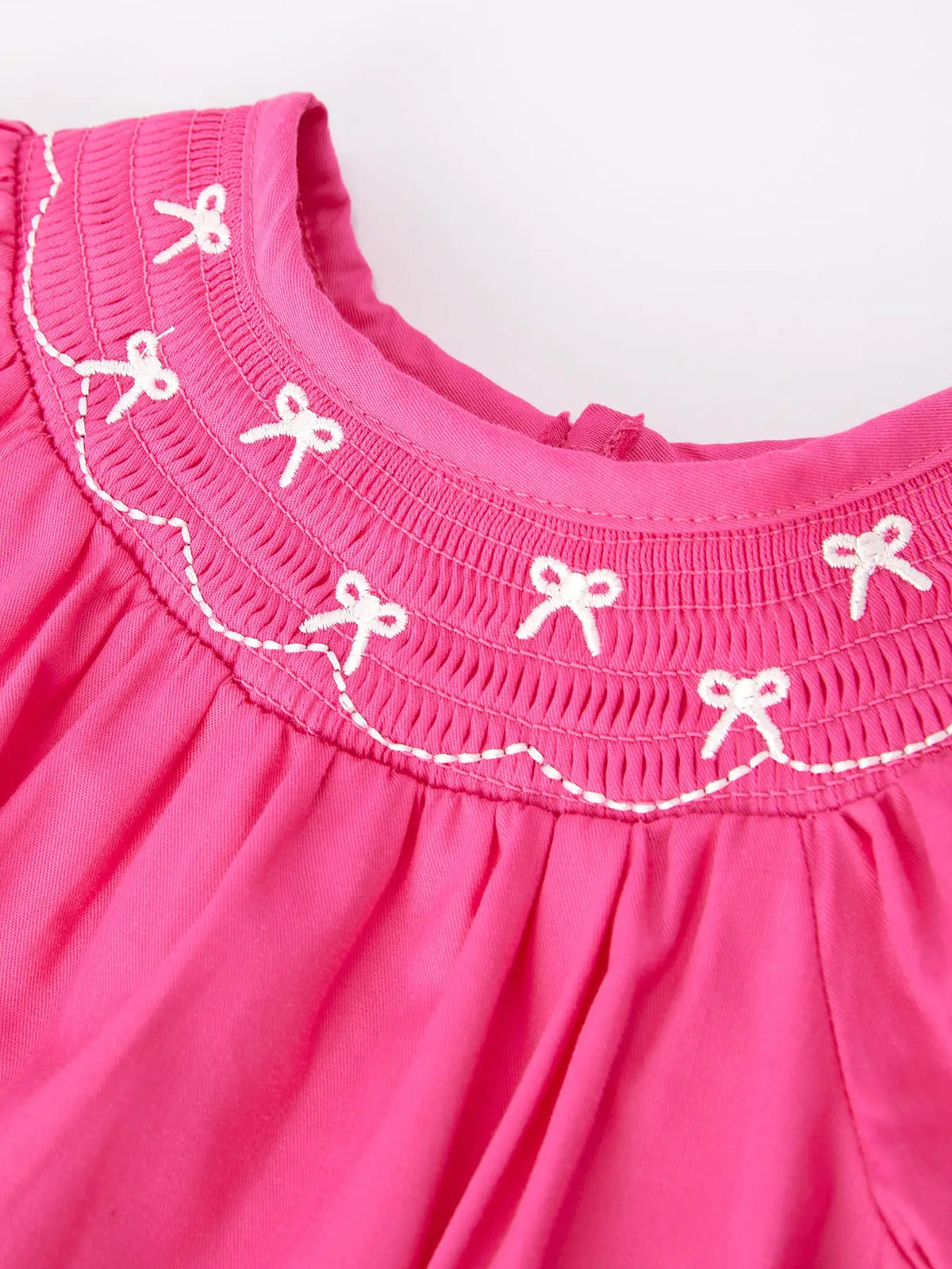Bow Embroidered Smocking Romper - KC Outfitter