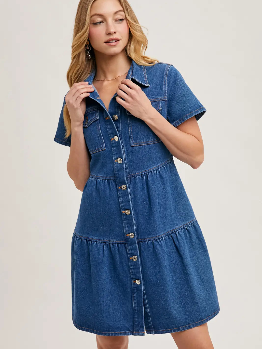 Lainey Tiered Denim Dress - KC Outfitter
