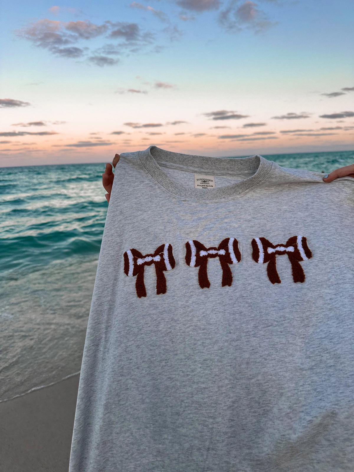 Football Bows Embroidered Tshirt