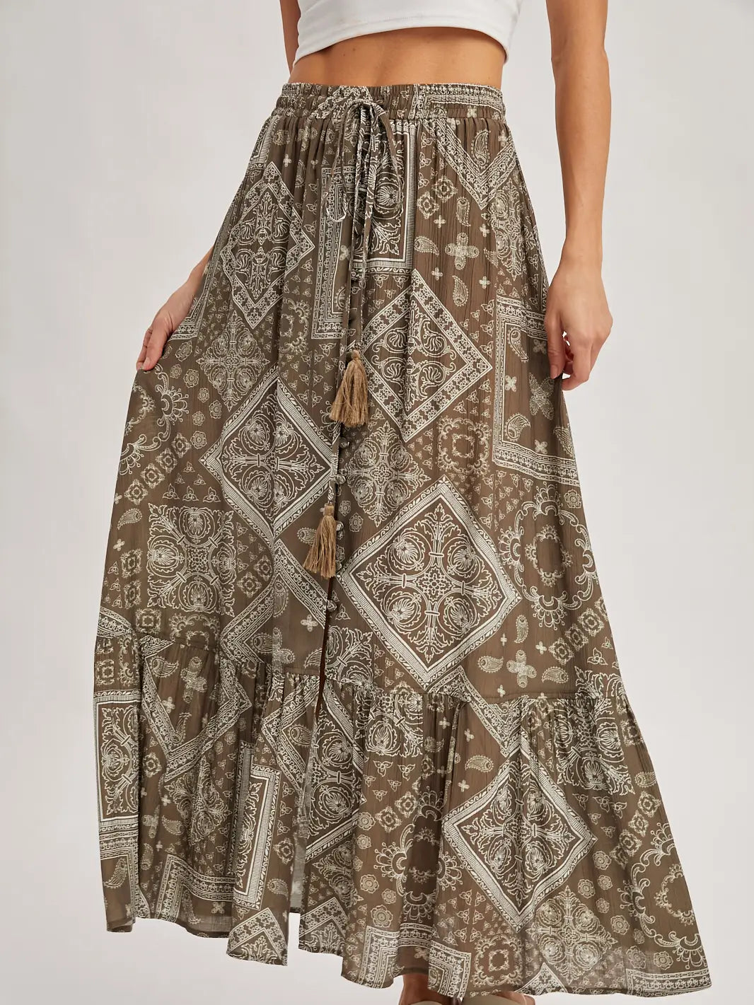 Boho Tiered Button Down Skirt - KC Outfitter