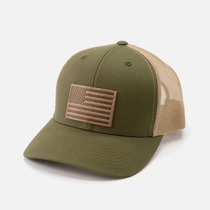 Range Leather - American Flag - Olive