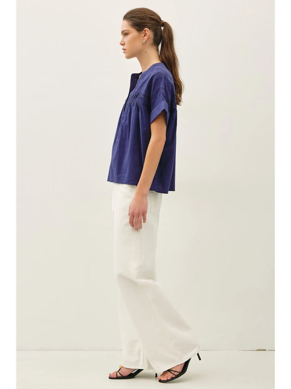 Eyelet lace Dolman Sleeve Top
