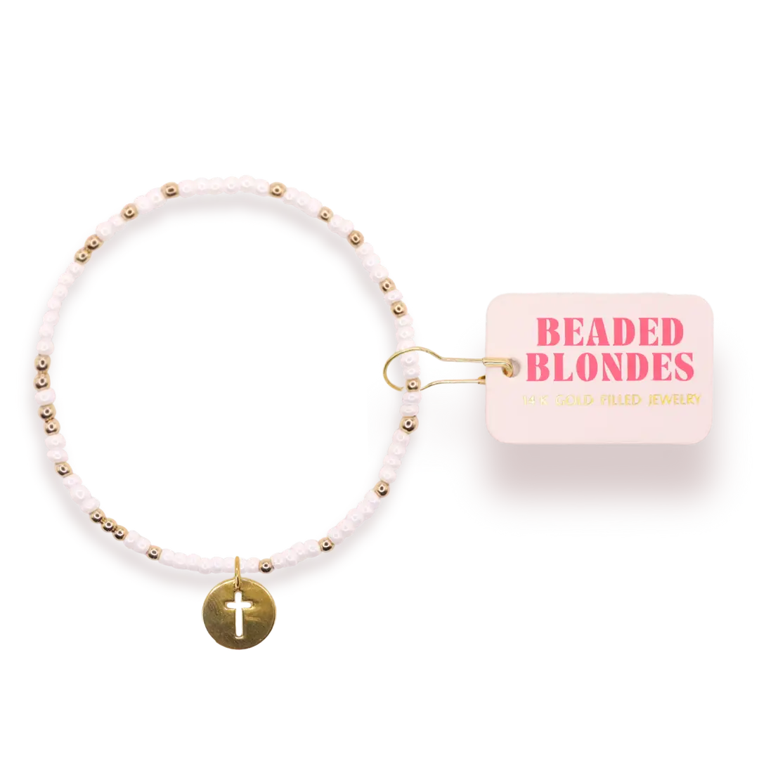 Beaded Blondes - Cut out Cross, white