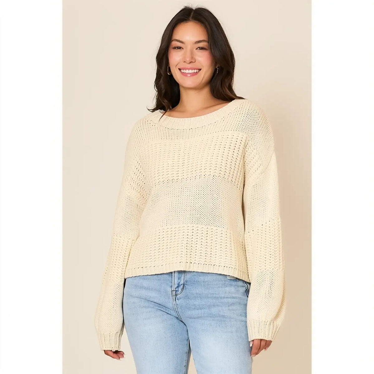 Claire Boatneck Knit Sweater- Ivory