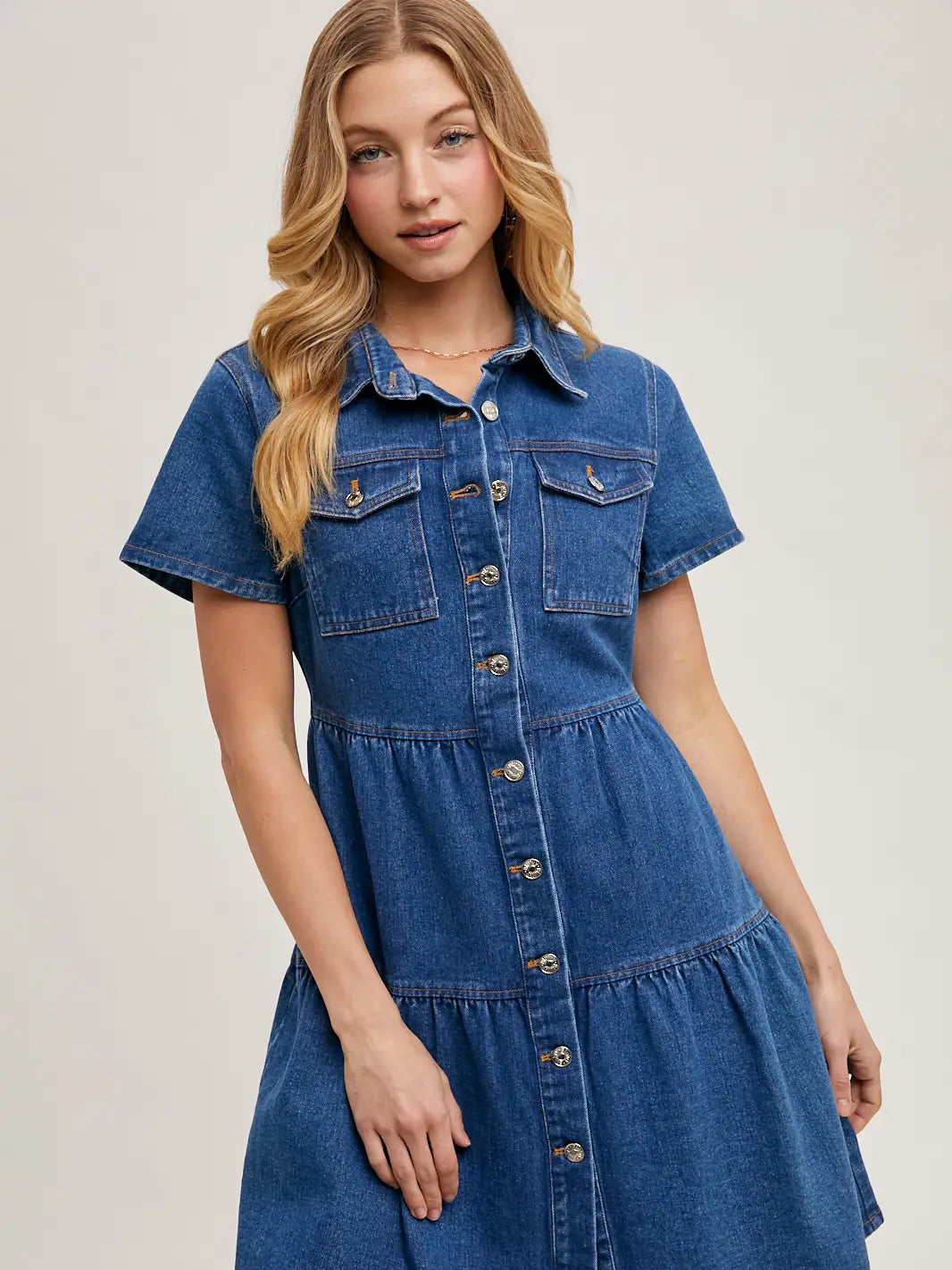 Lainey Tiered Denim Dress - KC Outfitter