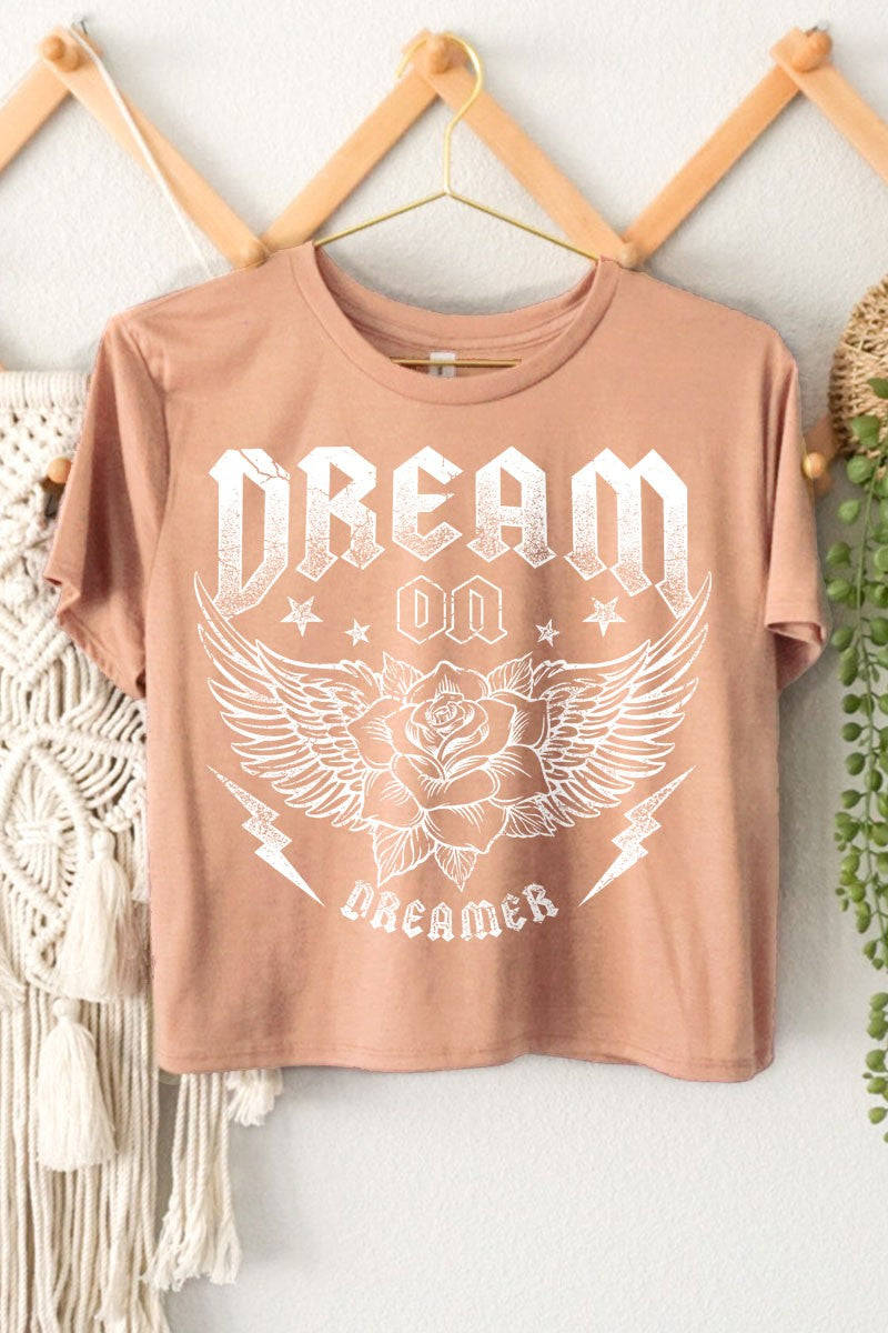 Dream On Dreamer Crop Tshirt - KC Outfitter