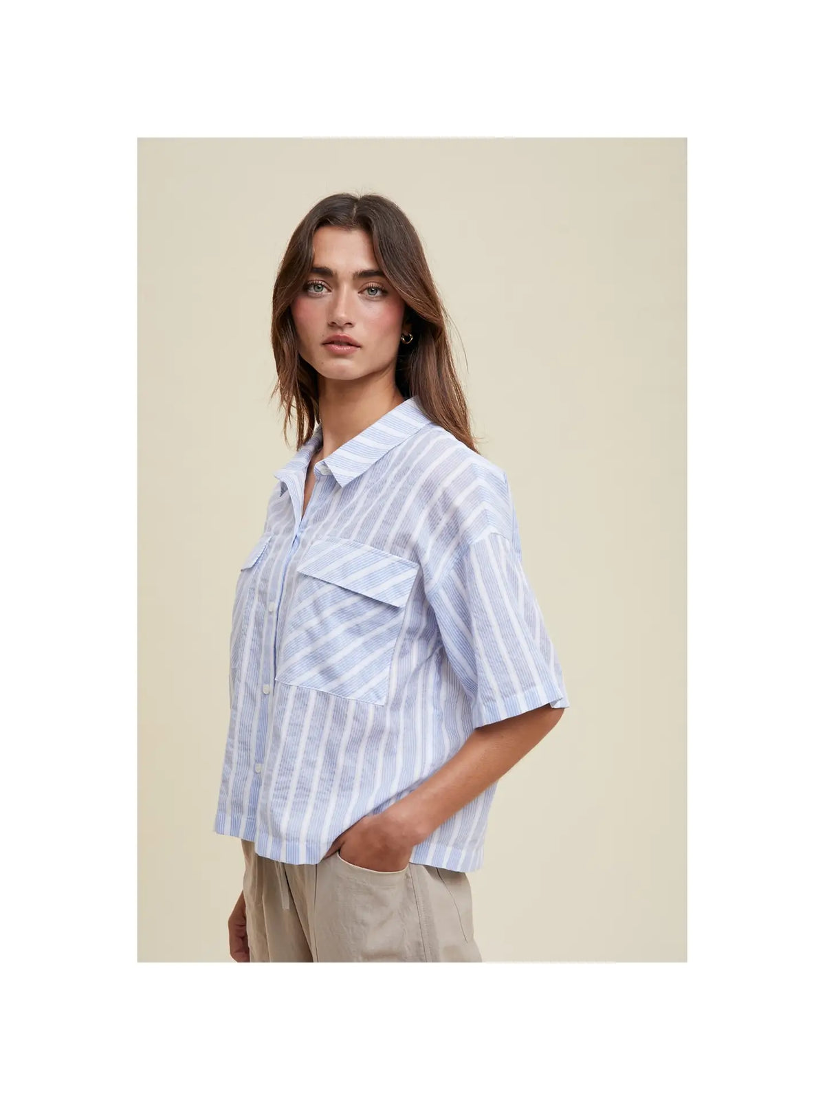 Diedra Striped Blue Top - KC Outfitter