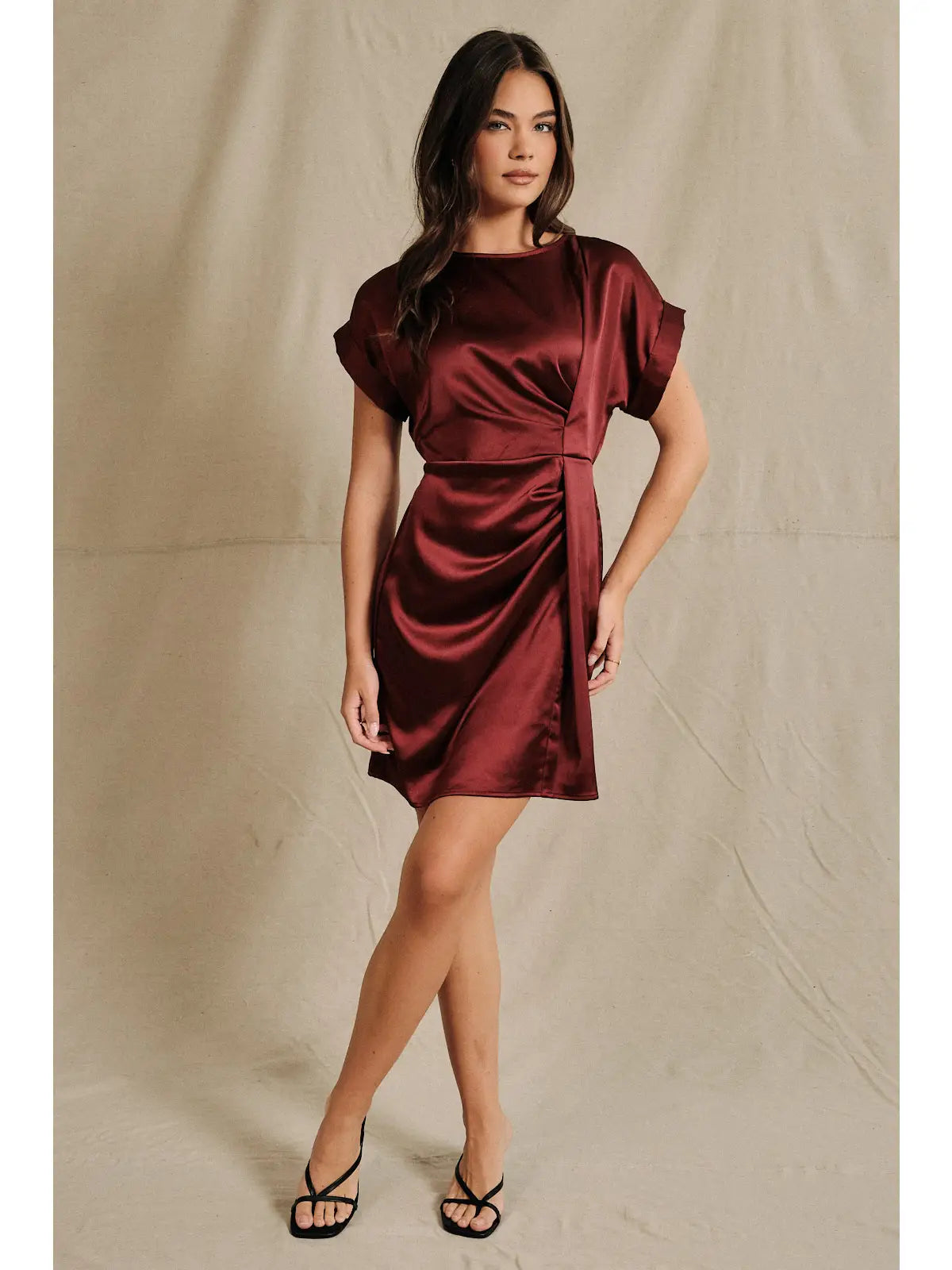 Constance Silk Maroon Dress - KC Outfitter