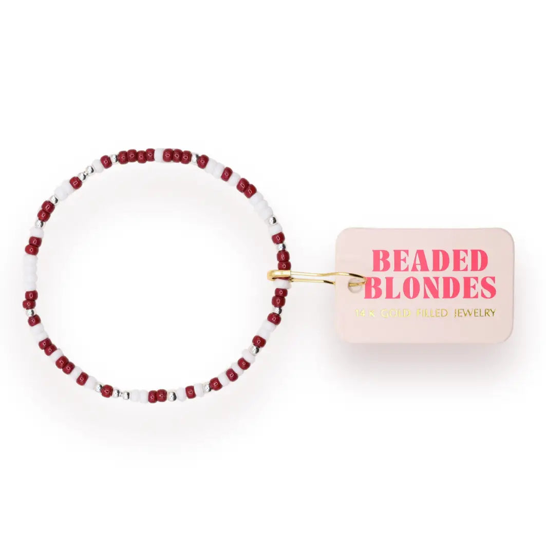 Beaded Blonds - Maroon and White Sprinkle