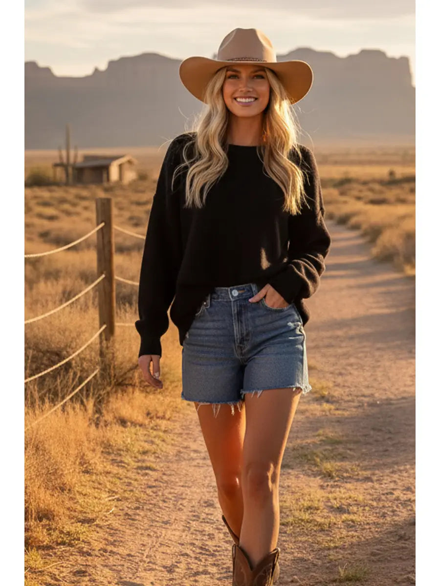 Oversized Ribbed Black Sweater