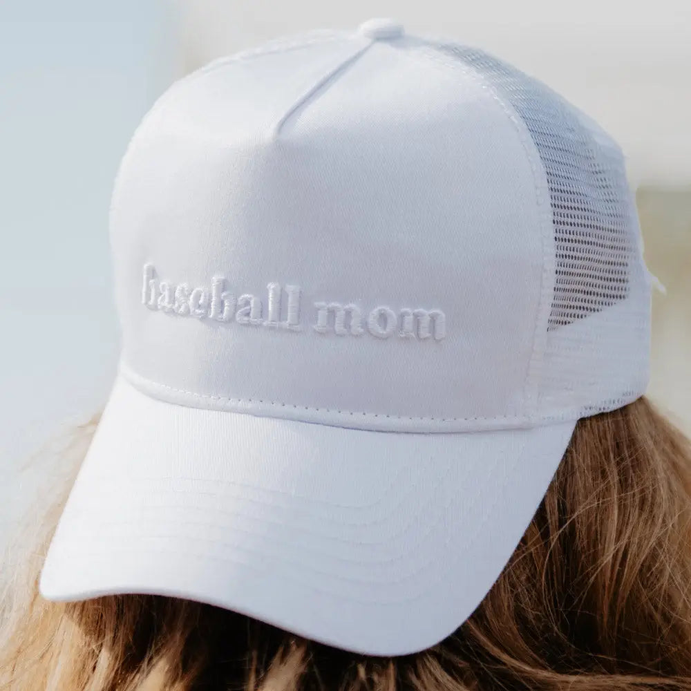 Solid White Baseball Mom Hat - KC Outfitter