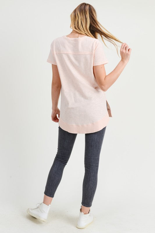 Contrast Shirt With Side Slit