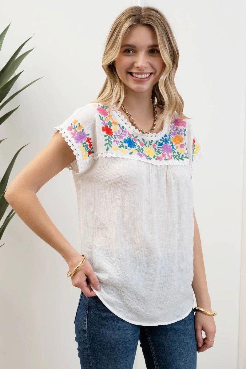 Hayley Embroidered Top - KC Outfitter