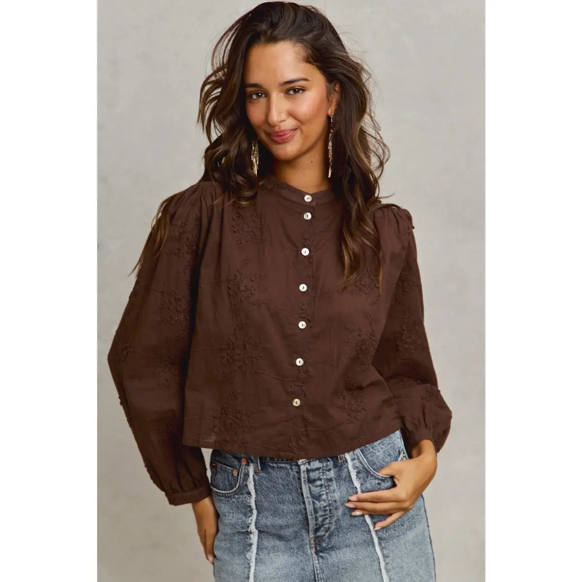 Jolie Chocolate Long Sleeve Top - KC Outfitter