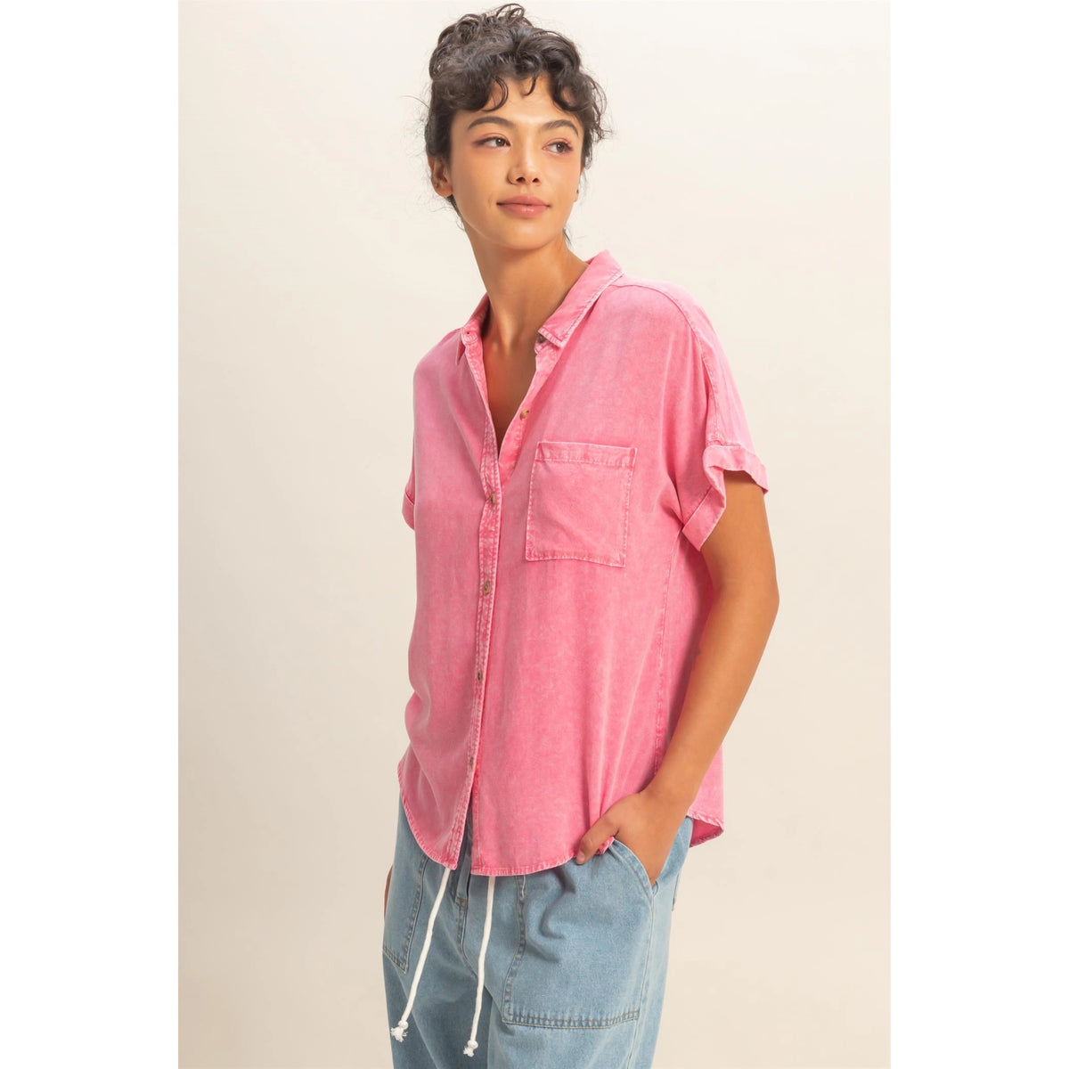 Rachel Pink Button Down Top