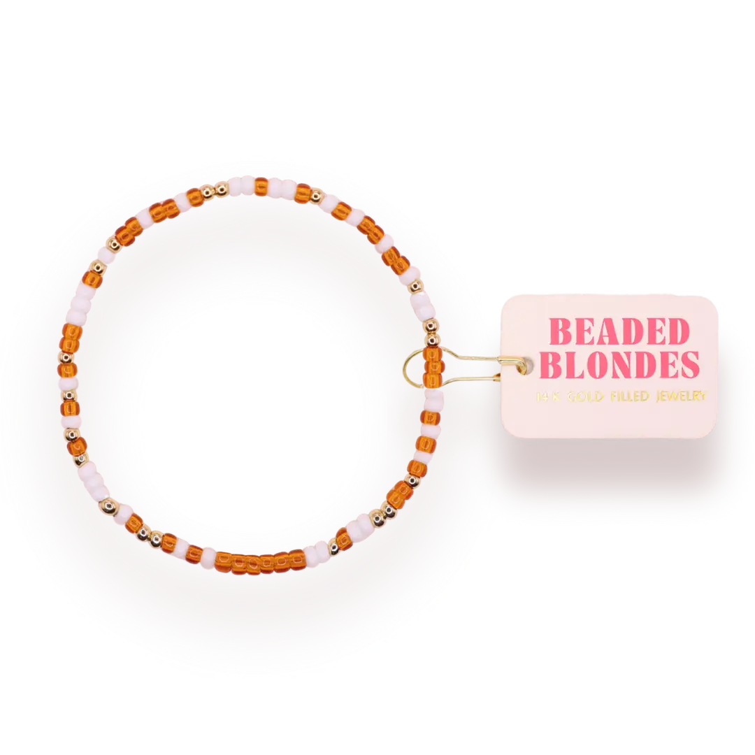 Beaded Blondes -Burnt Orange and White Sprinkle