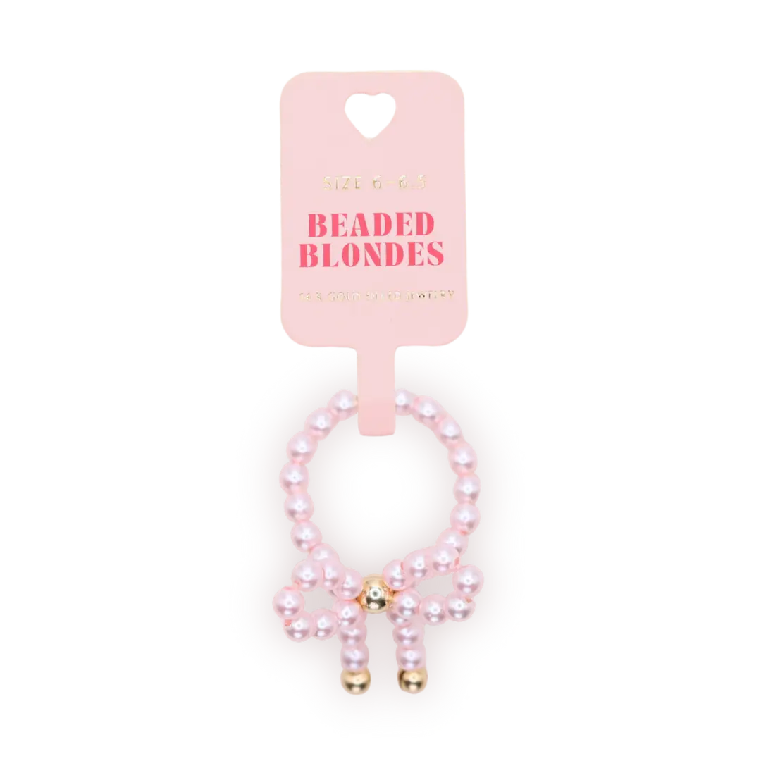 Beaded Blondes - Pink Pearl Bow Ring - KC Outfitter