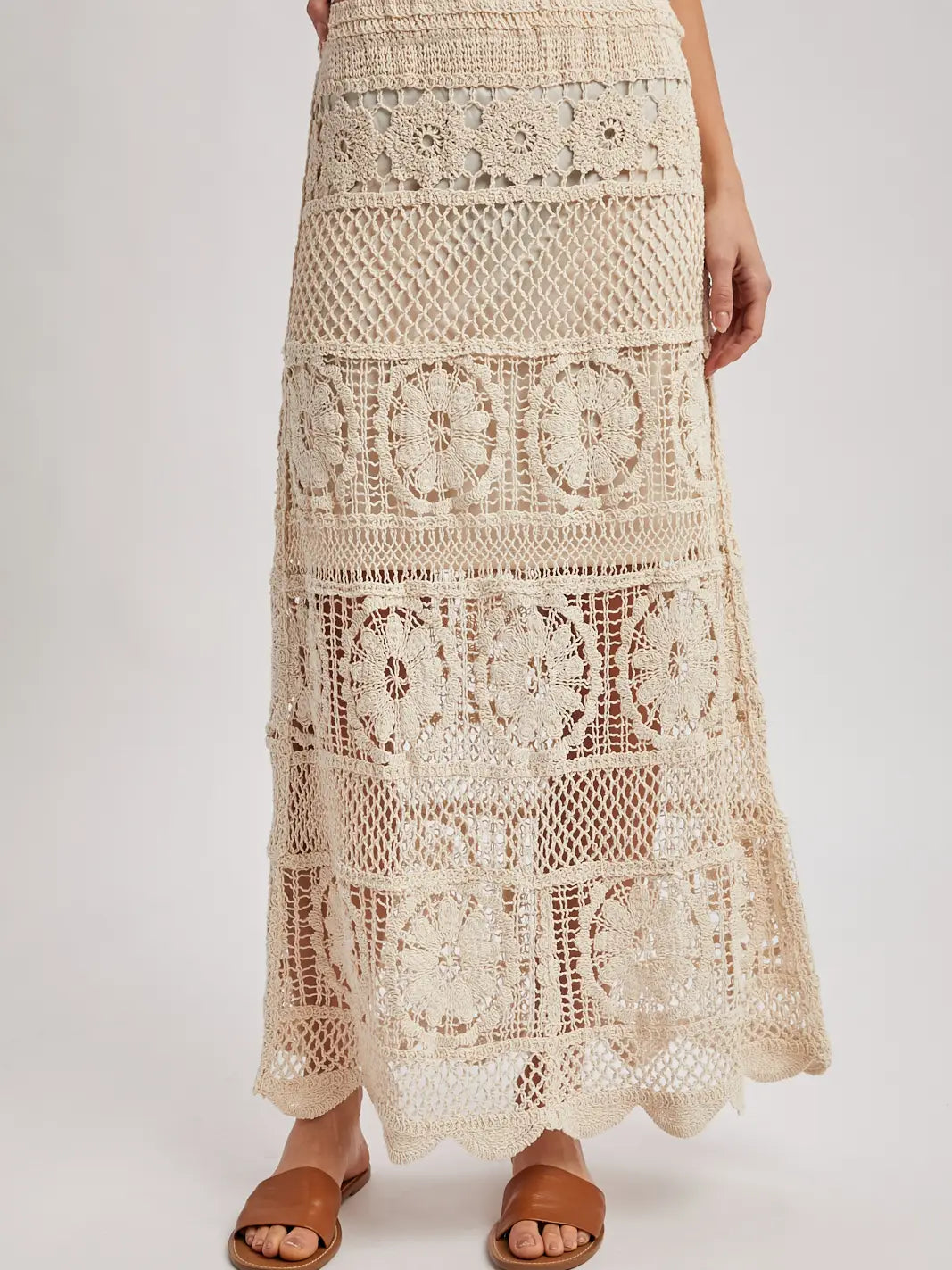 Sheer Crochet Midi Skirt