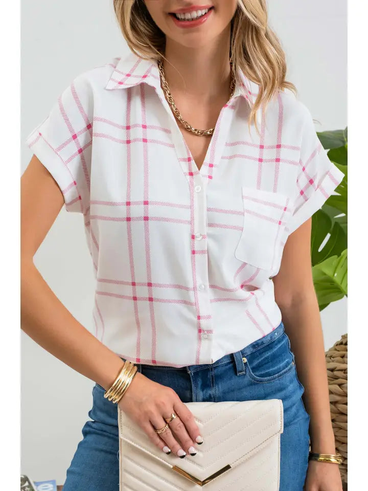 Ellie Pink Plaid Shirt - KC Outfitter